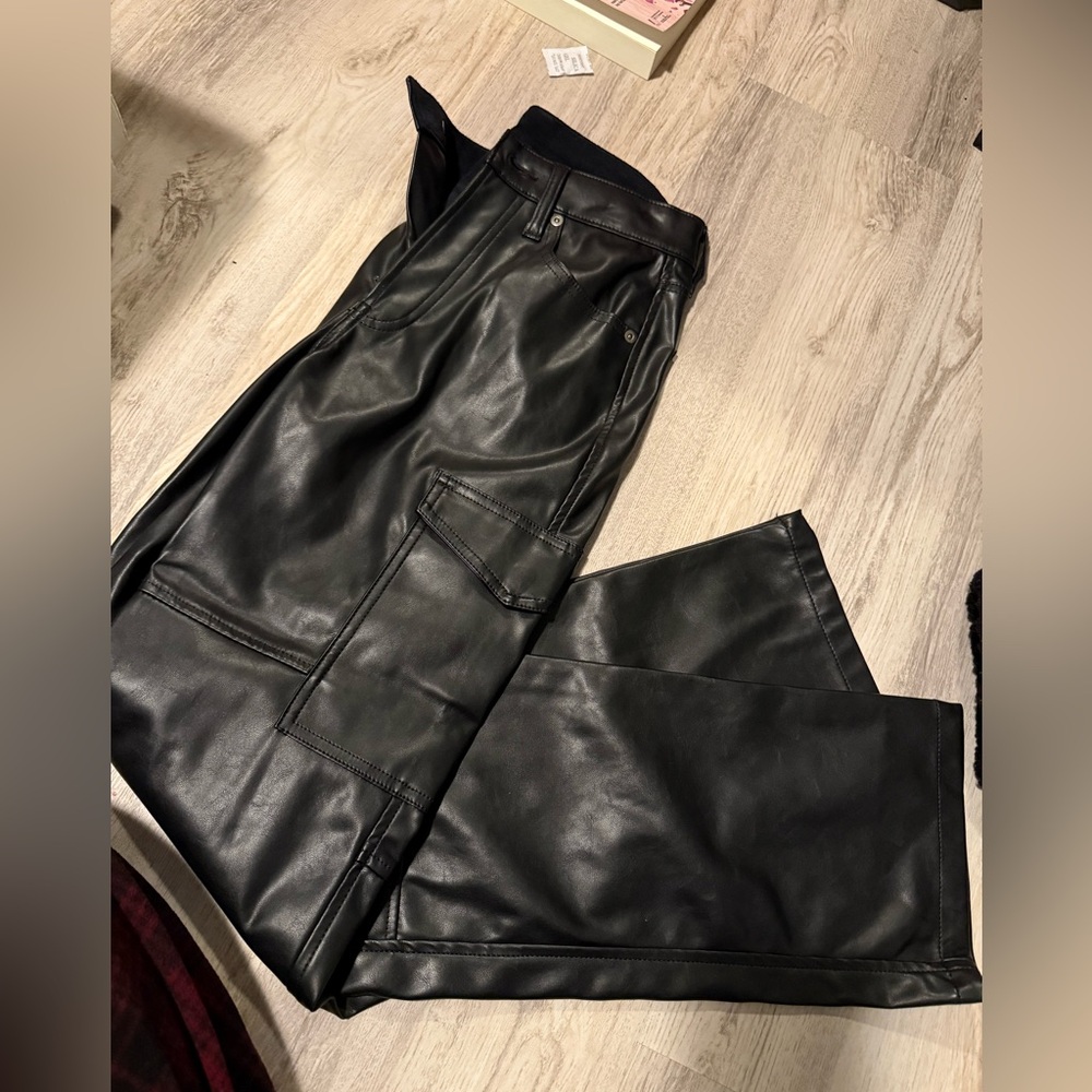 Leather cargo pants